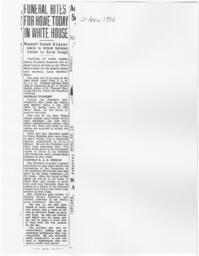 "Funeral Rites For Howe Today In White House", April 21, 1936