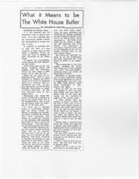 "What It Means to be The White House Butler", circa 1937