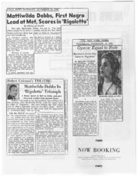 "Mattiwilda Dobbs, First Negro Lead at Met, Scores in 'Rigoletto,'" November 10, 1956