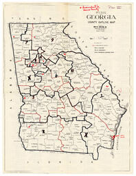 State of Georgia County Outline Map, Plan III