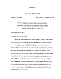 Sticks in stones bullying in a digital world examining the impact of cyberbullying among American high school student, May 2017