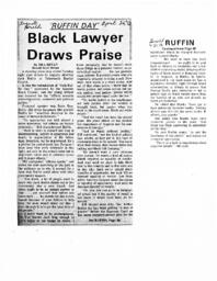 "Black Lawyer Draws Praise," April 26, 1972