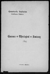 Quarterly Bulletin Catalogue Edition: Gammon Theological Seminary, 1893