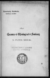 Quarterly Bulletin Catalogue Edition: Gammon Theological Seminary, 1896