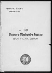 Quarterly Bulletin Catalogue Edition: Gammon Theological Seminary, 1901