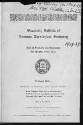 Quarterly Bulletin of Gammon Theological Seminary, 1909-1910