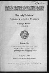 Quarterly Bulletin of Gammon Theological Seminary Catalogue Edition, 1911-1912