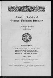 Quarterly Bulletin of Gammon Theological Seminary Catalogue Edition, 1913-1914