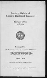 Quarterly Bulletin of Gammon Theological Seminary Catalogue Edition, 1915-1916