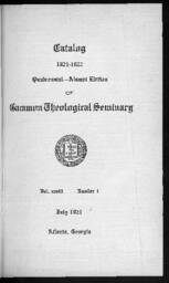 Gammon Theological Seminary and School of Missions Annual Catalog, Vol. XXXIX, 1921-1922