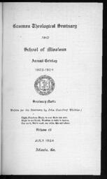 Gammon Theological Seminary and School of Missions Annual Catalog, Vol. XLI, 1923-1924