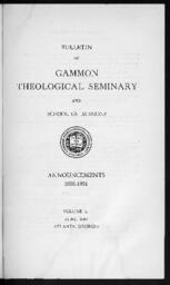 Bulletin of Gammon Theological Seminary and School of Missions Announcements, Vol. L, 1933-1934