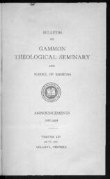 Bulletin of Gammon Theological Seminary and School of Missions Announcements, Vol. LIV, 1937-1938