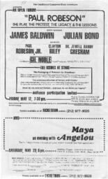 "Paul Robeson" The Play, The Protest, The Legacy, & The Lessons, May 12, 1978