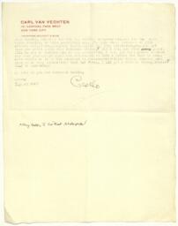 Correspondence to Harold Jackman from Carl Van Vechten, September 27, 1943