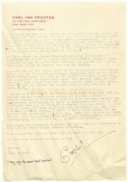 Correspondence to Harold Jackman from Carl Van Vechten, March 10, 1942