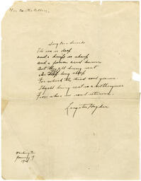 "Song for a Suicide" Original Poem Signed by Langston Hughes, January 19, 1926