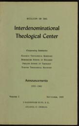 Bulletin of the Interdenominational Theological Center, Vol. 1, September 1959