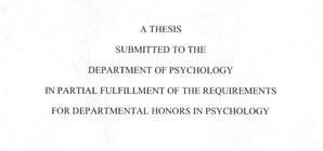 Spelman College, Departmental Honors in Psychology