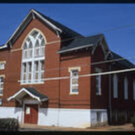 View of a church located in Reynoldstown. Text from slide presentation: They worshipped in neighborhood churches ...
