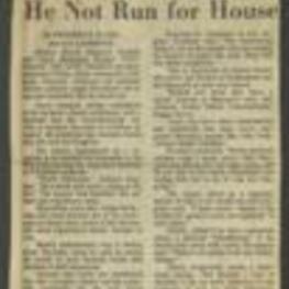Newspaper article describing Atlanta Mayor Maynard Jackson and Voter Education Project (VEP) Director John R. Lewis's plans to run for Congress. Jackson's top political advisor urged him not to run, but Jackson had not made an official decision yet. Lewis also had not made a decision, but he was encouraged by many people to run. State Rep. Mildred Glover was also expected to enter the race. She stated earlier that she did not want to run against Jackson, but she had since changed her mind. 1 page.