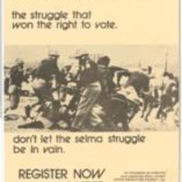 Poster referencing Bloody Sunday and urging African Americans to vote. Sponsored by the VEP.