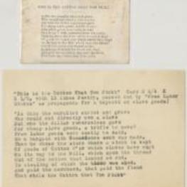 A propaganda card with "This is the Cotton That Tom Pickt" poem used for a boycott on slave goods.
