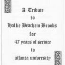 A program for an event celebrating Hallie Beachem Brooks' work at Atlanta University.