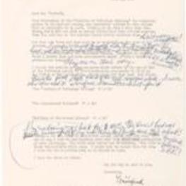 Correspondence from Hale Woodruff to Winifred Stoelting discussing Woodruff's murals at Talladega College. 2 pages.