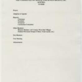 An agenda for the Committee on the Appeal For Human Rights held on November 18th, 2000. 1 page.