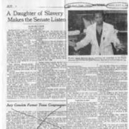"A Daughter of Slavery Makes the Senate Listen" article on Carol Moseley-Braun speaking to the senate about opposing the defense of the American flag.