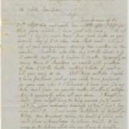 A letter to Seth Thompson from John Brown concerning the loss of his farm and the purchase of goods. 3 pages.