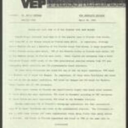 Press release from the Voter Education Project regarding a study, which found that Ronald Reagan received less than 1% of the Black vote in Florida in the 1984 presidential election. The study also found that Black voter turnout in Florida was significantly lower than white voter turnout. The study suggested that exit polls released soon after the election overestimated the Black vote for Reagan. 2 pages.