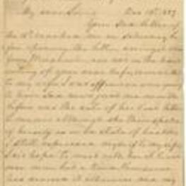 A letter to Richard Parker from Samuel Earle regarding the death of Parker's wife. 3 pages.