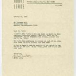 Correspondence to Bernard Bell from Audre Lorde about permission to reprint poems.