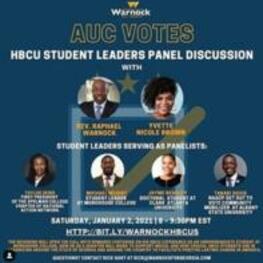 AUC Votes HBCU Student Leaders Panel Discussion with Raphael Warnock and Yvette Nicole Brown, January 2, 2021
