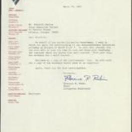Correspondence between Florence R. Rubin and Mr. Sherrill Marcus with enclosed directory list. 8 pages.