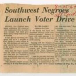 Article entitled "Southwest Negroes Launch Voter Drive" describing the initial plans to reorganize a voter registration drive in Albany, Georgia. 2 pages.