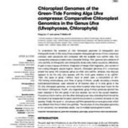 "Chloroplast Genomes of the Green Tide Forming Alga Ulva compressa: Comparative Chloroplast Genomics in the Genus Ulva (Ulvophyceae, Chlorophyta)."