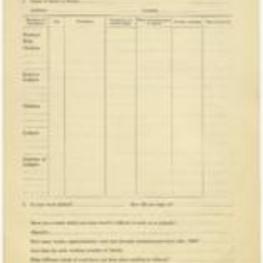 Blank questionnaire for Negro Families that captures demographics, social activities, birthplace, occupation, and date of arrival to Atlanta. 3 pages.