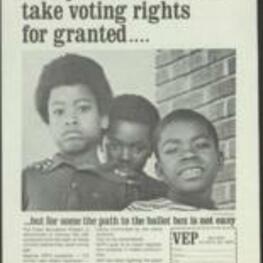VEP flyer asking for donations to help place registration projects in underserved communities. 1 page.
