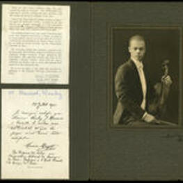 Portrait of Wesley Howard, violinist who attended the New England Conservatory of Music, and was in charge of the violin and ensemble departments at the Howard University Conservatory of music.