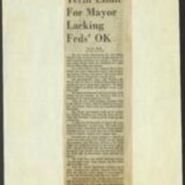 Newspaper article on the U.S. Justice Department's informing of Atlanta officials that it had no record of ever having approved the city's two-term limitation for mayor, meaning that the city would likely have to resubmit their charter for approval and that the two-term limit would possibly not be legally enforceable. Mayor Maynard Jackson had previously stated that he would not seek a third term, but this ruling offered the potential to reopen the debate. 1 page.