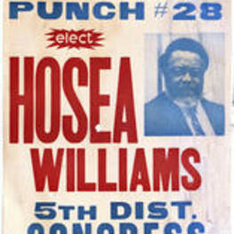 A poster depicting Hosea Williams. Written on recto: Fulton punch #28. Elect Hosea Williams, 5th dist. Congress.