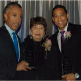 Evelyn G. Lowery poses for a photo with award recipients Reverend Al Sharpton and journalist Don Lemon at the 33rd Annual SCLC/W.O.M.E.N. Drum Major for Justice Awards dinner.