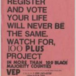 A flyer encouraging people to vote in specific counties in southern states.