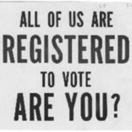 Flyer promoting voter registration.
