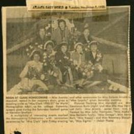 Newspaper clipping showing the Clark Atlanta homecoming court with a brief description of the event.