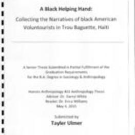 A Black helping hand: Collecting the narratives of Black American voluntourists in Trou Baguette, Haiti
