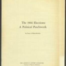 Report written by Lucy S. Dawidowicz regarding the implications of the 1966 midterm elections. The 1966 midterm elections were a mixed bag for both parties. The Republicans made significant gains, but the Democrats still retained control of both houses of Congress. The results of the election were interpreted in many different ways, with some seeing it as a victory for the right, others as a repudiation of President Johnson's Vietnam policy, and still others as a sign of dissatisfaction with the liberal consensus. Overall, Dawidowicz suggests in her analysis that the 1966 midterm elections resulted in a more conservative composition of Congress, which liberals feared would slow down the legislative pace. However, the deceleration of Congress's legislative pace had already begun before the election, as the nation's mood favored a halt in passing new laws. The backlash haunted the election, but it was largely mitigated by the two-party system, which forced both parties to integrate many clusters of voter interests and issues. 28 pages.